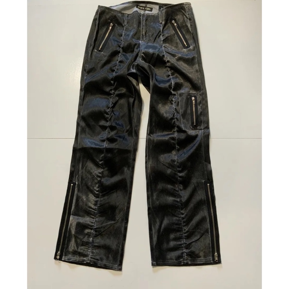 Vintage Y2K Let me B Goth Emo polyester Zipper Cargo Wide Leg pants size 16